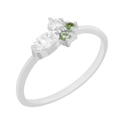 Zarter Ring mit Moissaniten und Tsavorit-Granaten Lowri