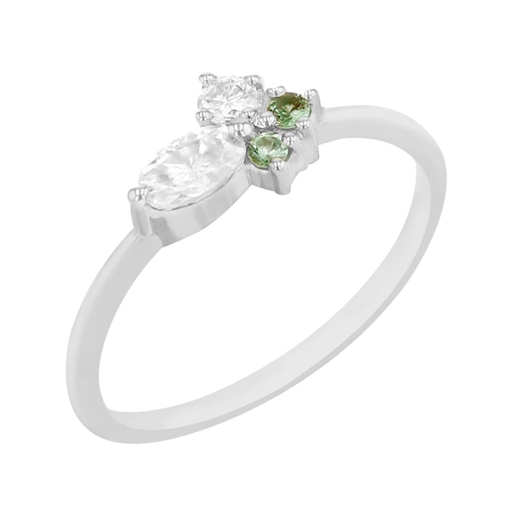 Zarter Ring mit Moissaniten und Tsavorit-Granaten Lowri 84153