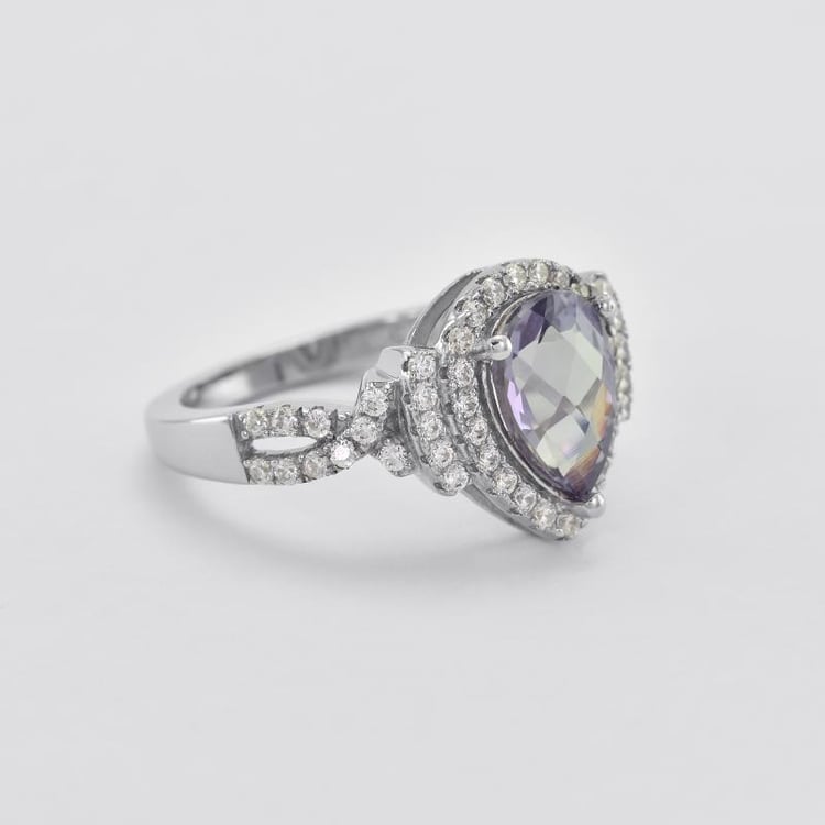 Goldener Halo-Ring mit Alexandrit und weißen Topasen Milades 45307