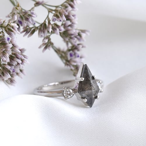 Ring mit Salt and Pepper Diamant in Kiteform Melitta