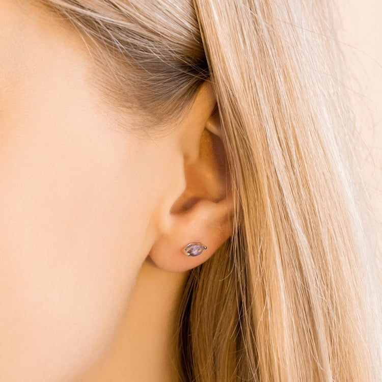 Minimalistische Silberohrringe mit rosa Amethysten Andine 101050