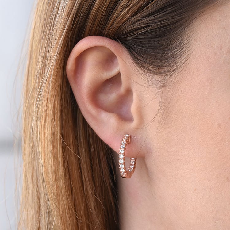 Silberne Ringohrringe mit Zirkonia Leary 80676