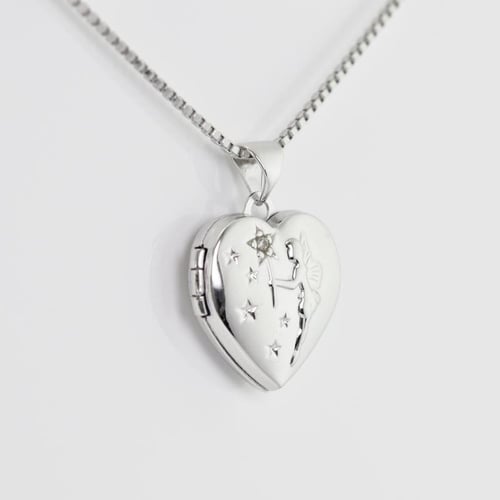 Herzchen-Medaillon aus Silber mit Diamanten Charise