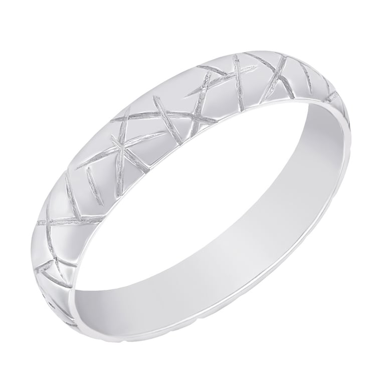 Rillenmuster in Trauring Weißgold 58875