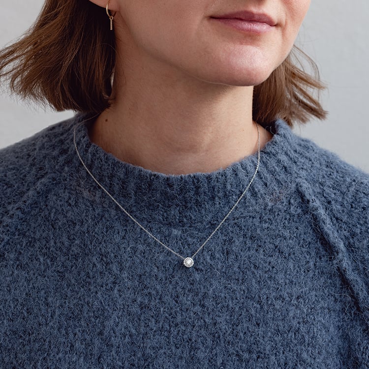 Halskette im Halo Stil mit 0.30ct IGI-zertifiziertem Lab Grown Diamanten Vicky 132763