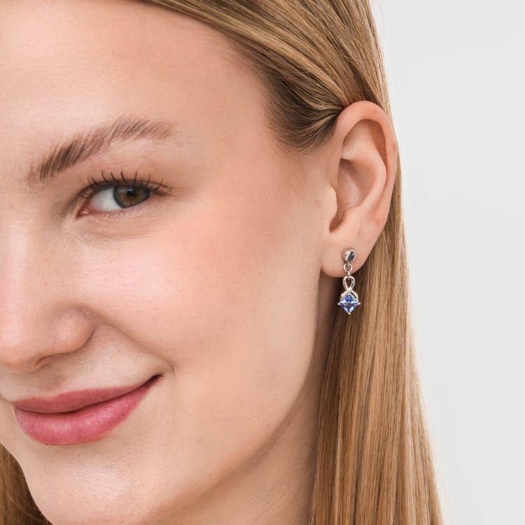 Silberne Ohrringe mit simulierten Tansaniten und Lab Grown Diamanten 165674