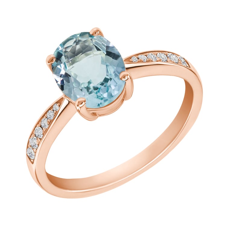 Goldener Diamantring mit Aquamarin 7703