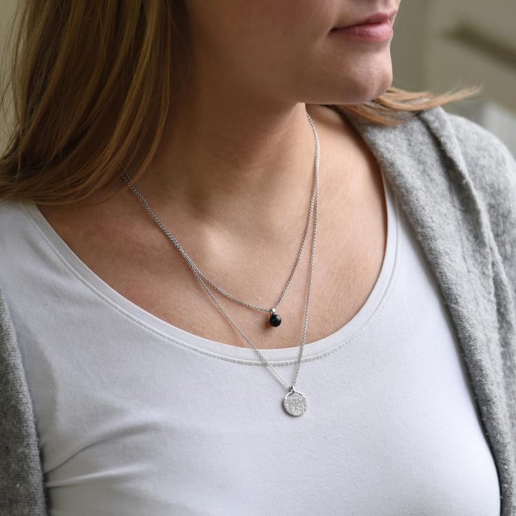 Doppel-Halskette aus Silber mit schwarzer Perle und Zirkonia Artis 51709