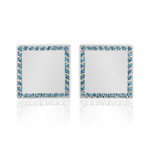 Silberne Manschettenknöpfe mit blauen Diamanten Urban