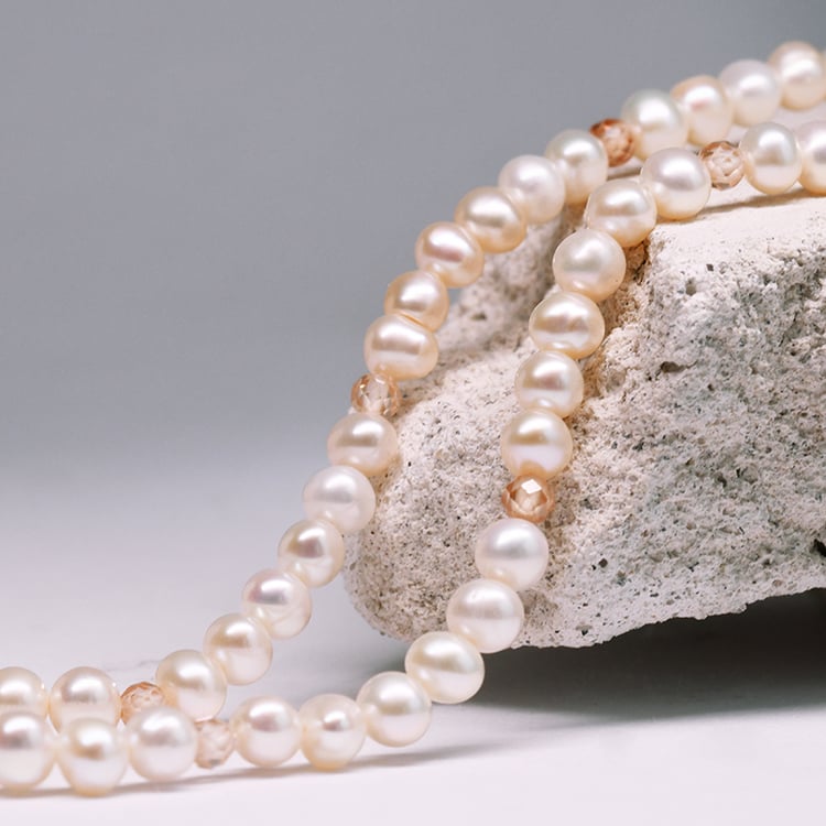 Silberne Perlen-Kette mit Zirkonia Julieta 116046