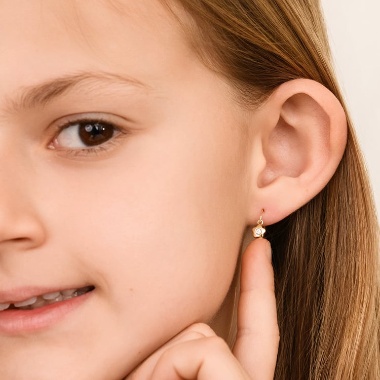 Goldene Kinder-Ohrringe mit Blume Lily 164344