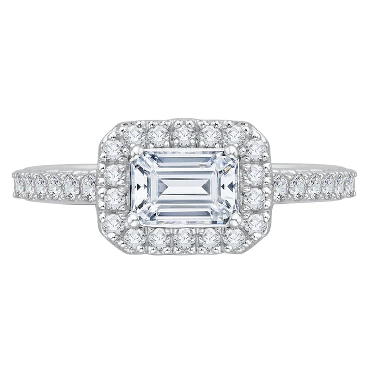 Weißgold Verlobungsring mit Smaragd-Schliff Diamanten 60549