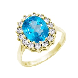 Ring mit blauem Topas und Diamanten Chrys