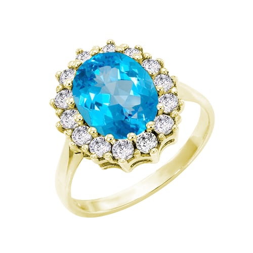 Ring mit blauem Topas und Diamanten Chrys