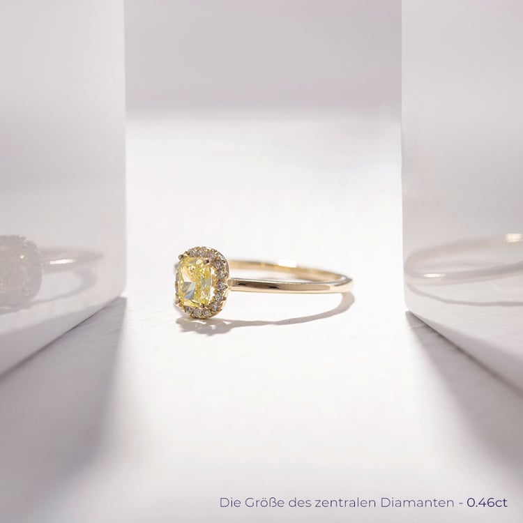 Verlobungsring mit einem zertifizierten fancy yellow Lab Grown Diamanten Eduta 114204