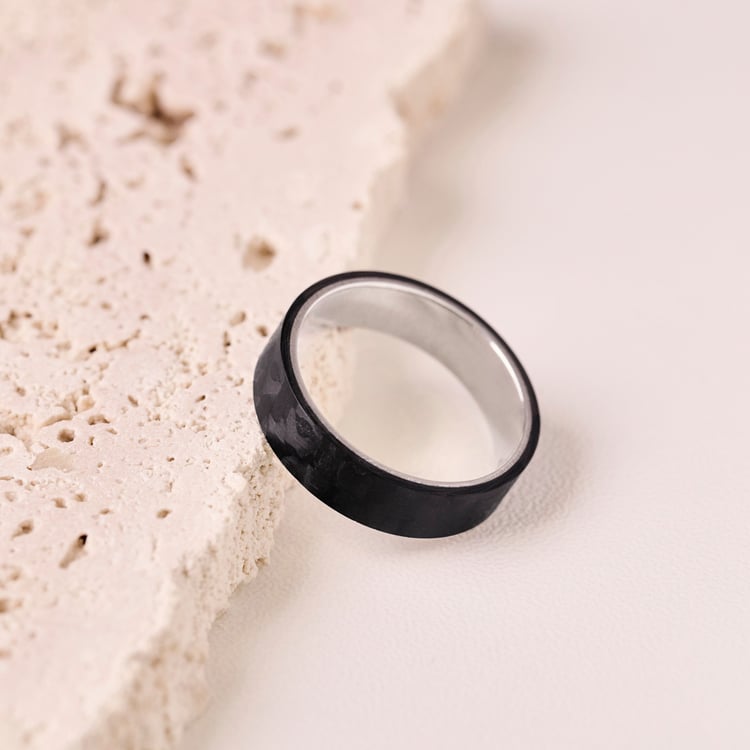 Flacher Trauringe aus Carbon und Silber Vaniah 165777