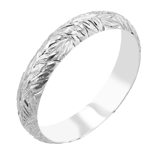 Eheringe aus Platin mit von Hand gravierten Blättern Mylie