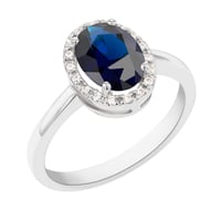 Halo Verlobungsring mit ovalem Saphir und Diamanten Arya