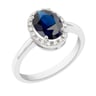 Halo Verlobungsring mit ovalem Saphir und Diamanten Arya