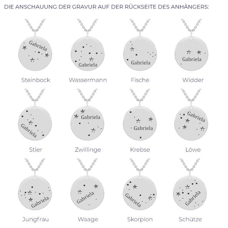 Silberner Anhänger mit Sternbild und Edelstein Nyala 114629