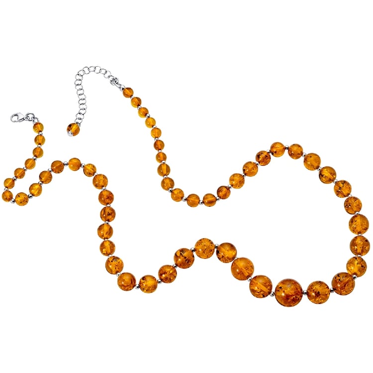Silberne Kette mit Cognac-Bernstein Eimear 75364