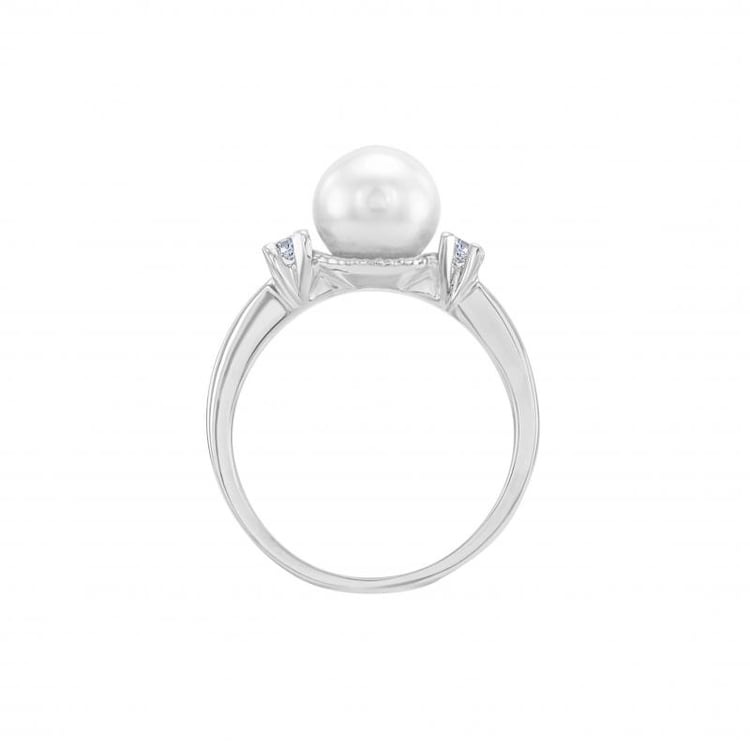 Perle Verlobungsring mit Diamanten 2885