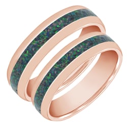 Goldene Eheringe mit schwarzer Opalfüllung Alba