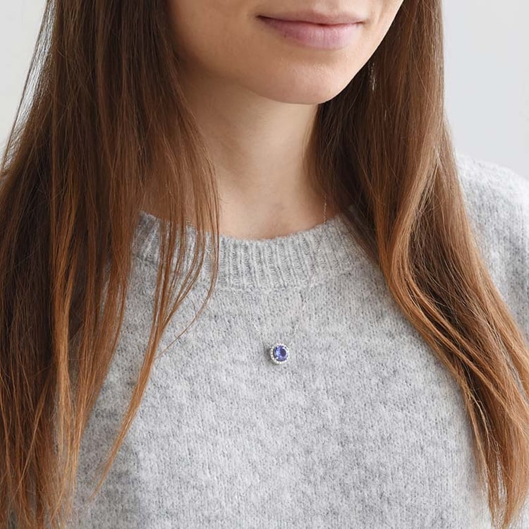 Tansanit Halskette mit Diamanten Naara 90067