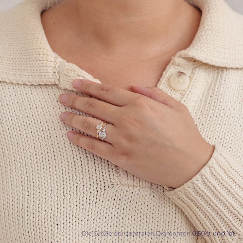 Verlobungsring mit einem Diamanten in Emerald-Form Adva