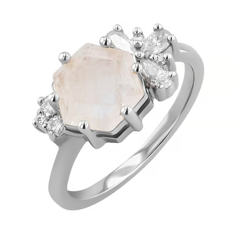 Einzigartiger Scheidungsring mit Mondstein und Moissaniten Anita 164739