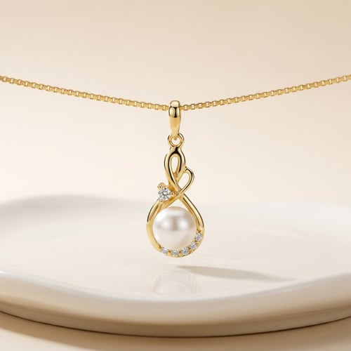 Romantischer goldener Anhänger mit Perle und Zirkonia Vivi