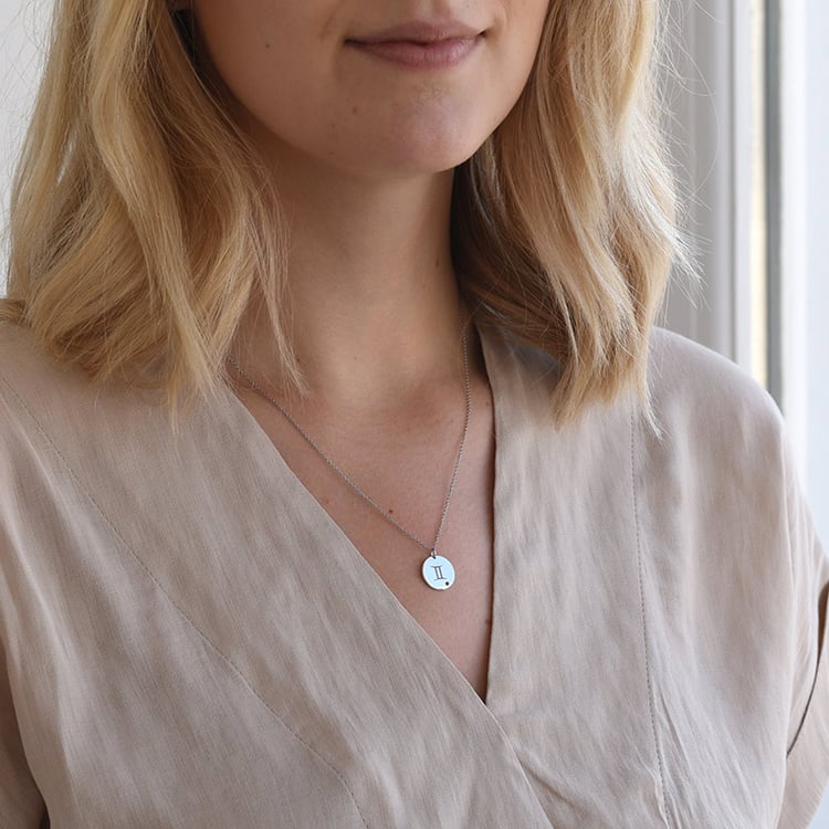 Goldanhänger mit Citrin und Sternzeichen Zwillinge 71507