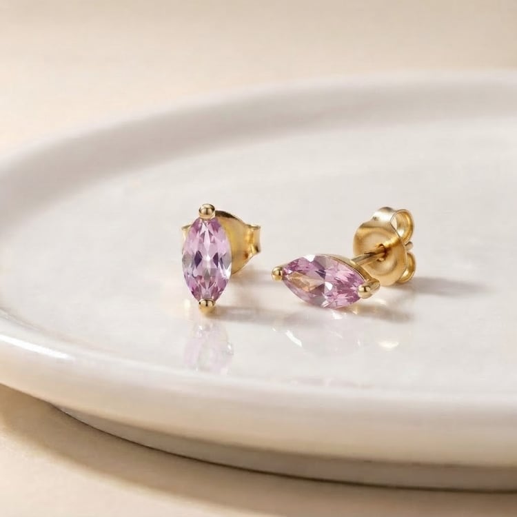 Minimalistische Silberohrringe mit rosa Amethysten Andine 170404