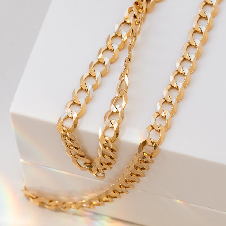 Massive 55 cm Panzerkette aus 585er Gold 119678