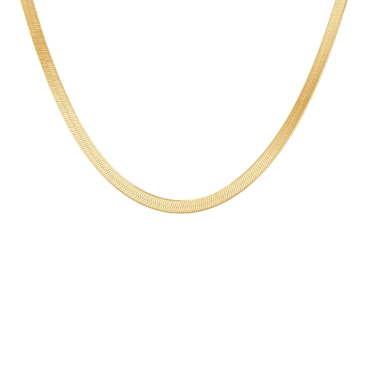 Flache silberne Kette im Fischgrätenmuster 45 cm