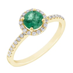 Bezaubernder Halo-Ring mit Smaragd und Diamanten Toppy