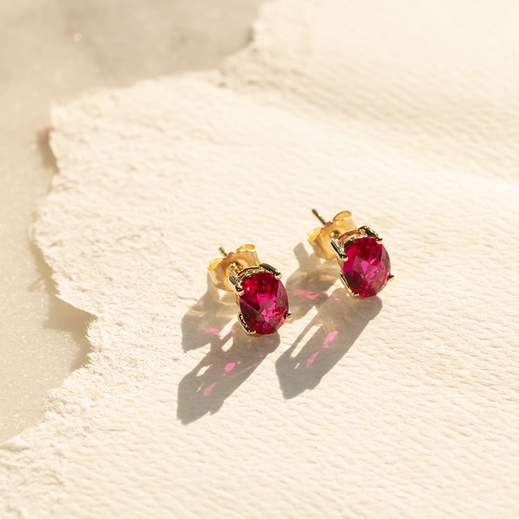 Goldohrringe mit Rubinen in ovaler Form Qati 137989