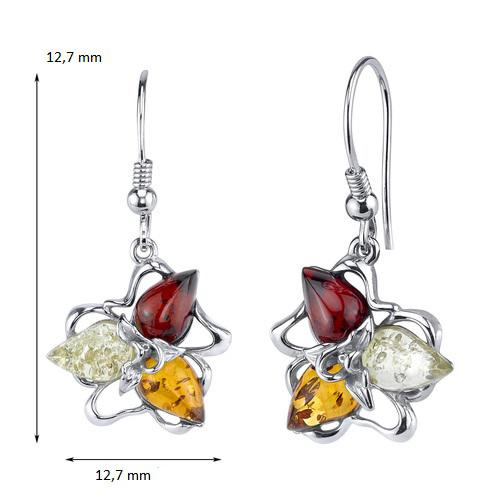 Silberne Ohrringe mit Bernsteinen 12603