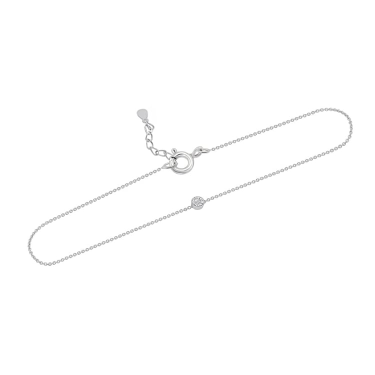 Silbernes minimalistisches Armband mit einem Diamanten Bonato