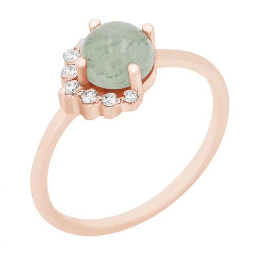 Goldener Ring mit Avanturin und Diamanten Ammiel
