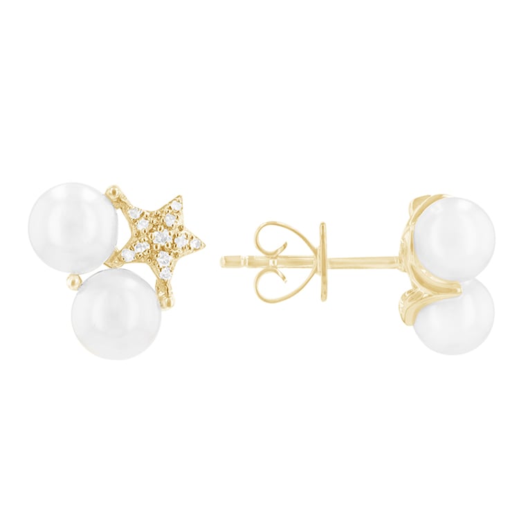 Perlenohrringe mit Diamanten-Stern Tevye 87438