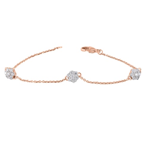 Kettenarmband mit Blumen aus natürlichen Diamanten Amala