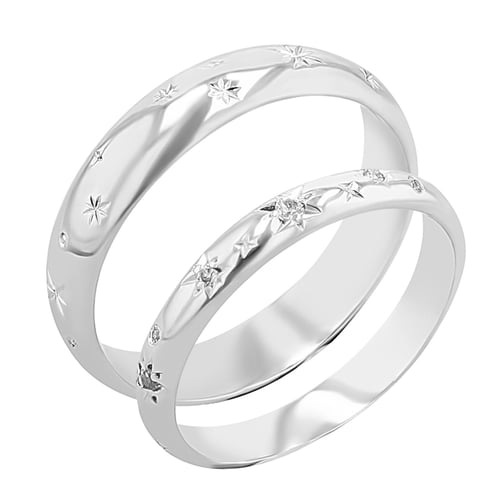 Eheringe mit Sternengravur und Diamanten Elia