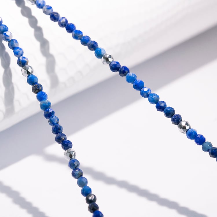 Vergoldete Kette aus Silber mit Lapislazuli-Perlen Lauryn 115661