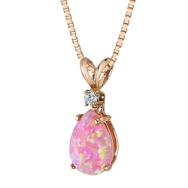 Anhänger aus Roségold mit rosa Opal Acker