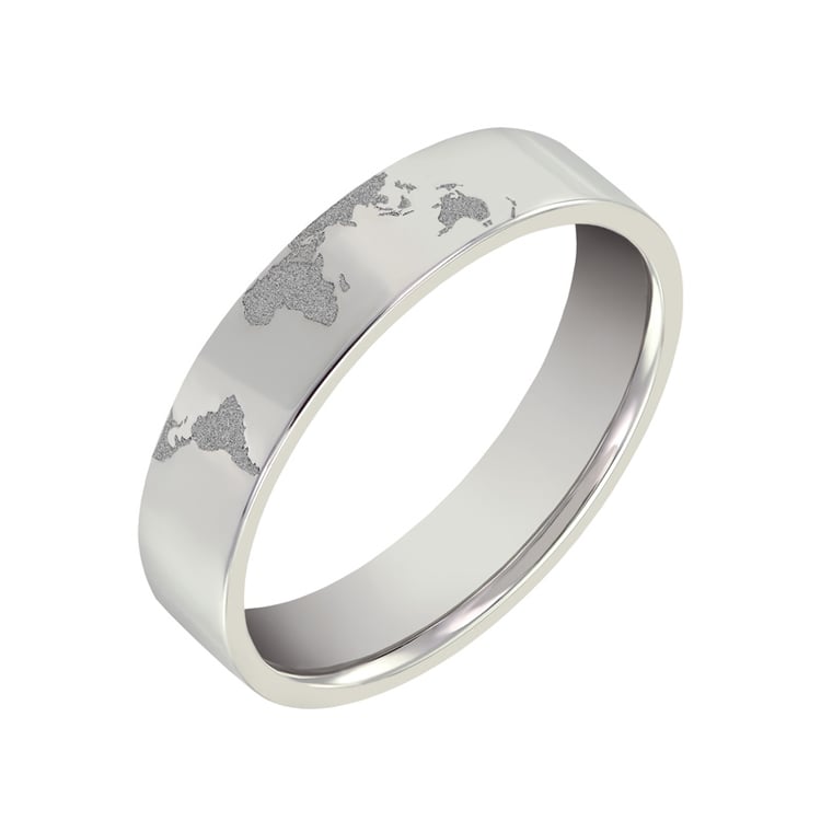 Goldene Trauringe mit Gravur der Weltkarte und Diamant Zeoni 35642