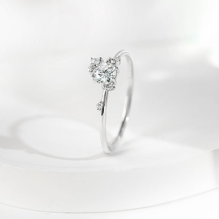 Cluster Verlobungsring mit 0.3ct Naturdiamanten Rosa 161664