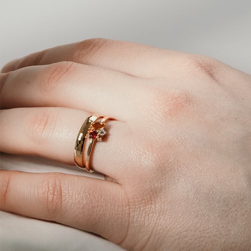 Cluster-Ring mit Citrin, Rubin und Aquamarin Bluma
