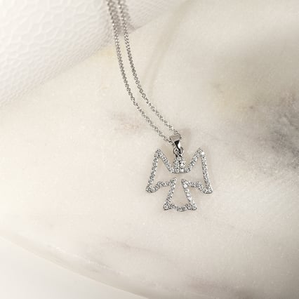 Goldkette mit Diamanten Engel-Anhänger Jayon