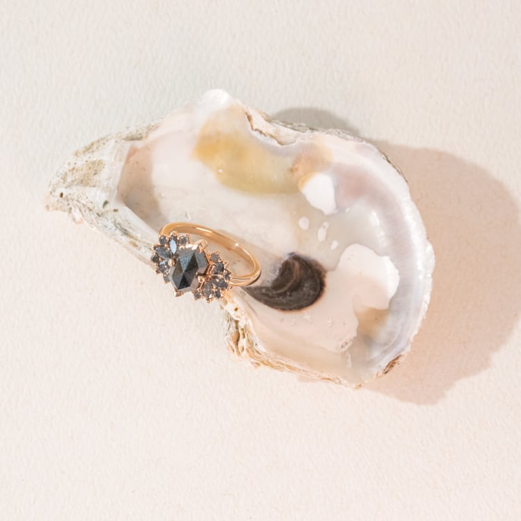 Atypischer Goldring mit Salt and Pepper Diamanten Kacey 100991